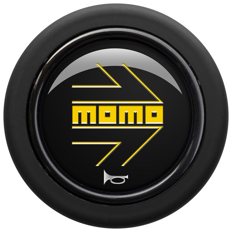 Bouton de klaxon MOMO Glossy Black Yellow logo round lip
