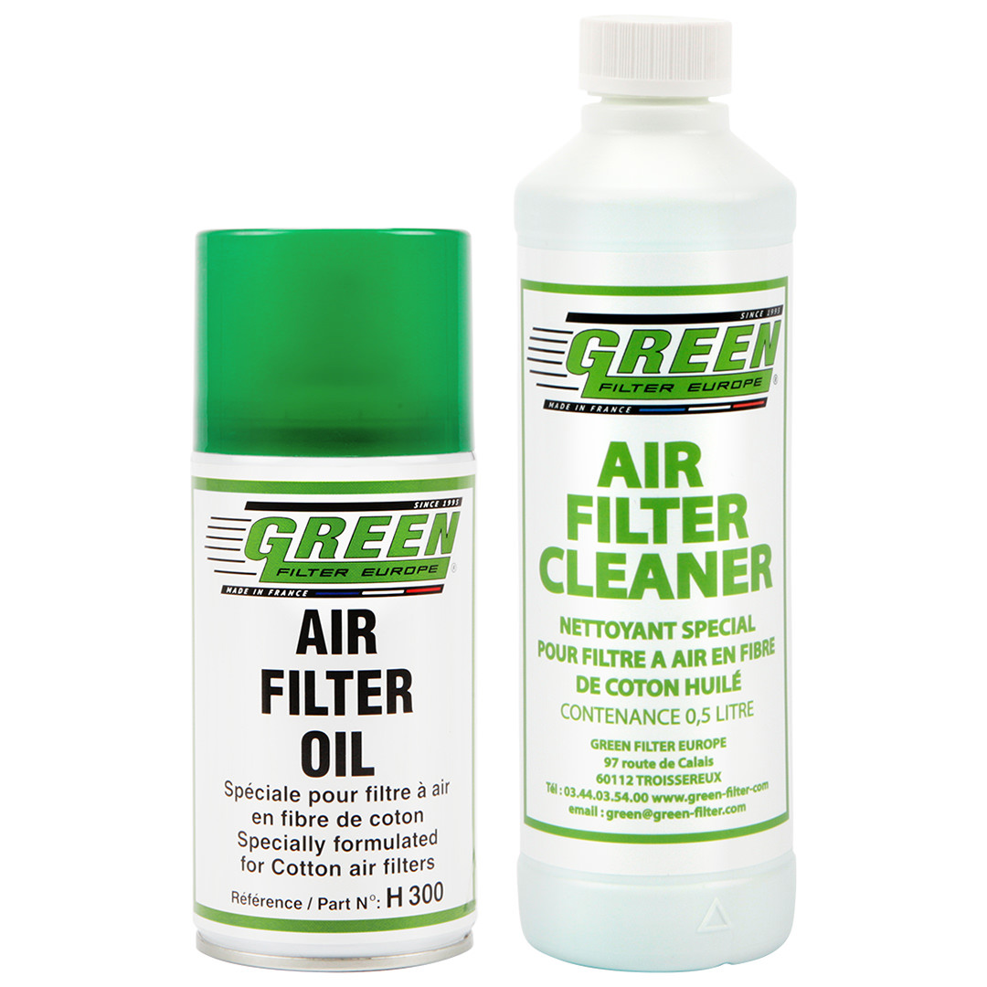 Kit d'entretien pour filtres à air Green 500ml + Huile aérosol