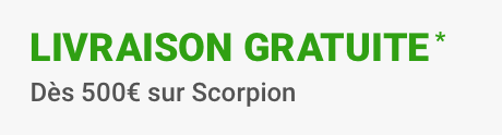 Livraison gratuite dès 500€ sur la marque Scorpion*