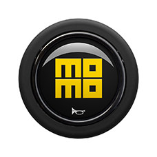 Bouton de klaxon MOMO Glossy Nero Yellow Heritage logo