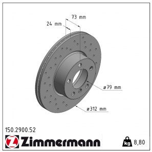 Disque de frein sport percé Sport:Z Zimmermann - 150.2900.52