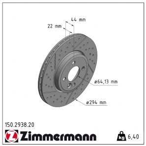 Disque de frein rainuré Zimmermann - 150.2938.20