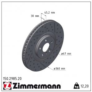 Disque de frein rainuré Zimmermann - 150.2985.20