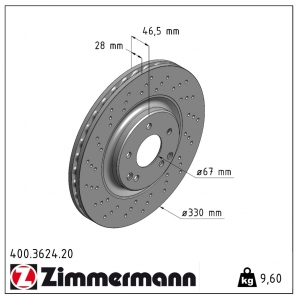 Disque de frein percé Zimmermann - 400.3624.20