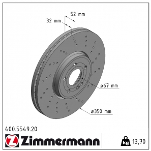 Disque de frein percé Zimmermann - 400.5549.20