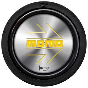 Bouton de klaxon MOMO Shiny Silver Yellow logo