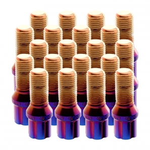 Boulons de roue conique RACING JB1 M12x1,5 L.27mm - Neo-Chrome - lot de 20 + 1 adaptateur - Japan Racing
