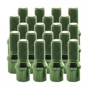 Boulons de roue conique RACING JB1 M14x1,25 L.27mm - Vert - lot de 20 + 1 adaptateur - Japan Racing