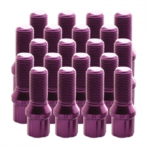 Boulons de roue conique RACING JB1 M14x1,25 L.27mm - Violet - lot de 20 + 1 adaptateur - Japan Racing