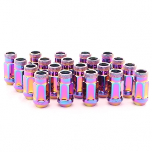 Écrous de roue Forgés conique ouvert RACING JN1 M12x1,25 H.45mm - Look Titane - lot de 20 + 1 adaptateur - Japan Racing
