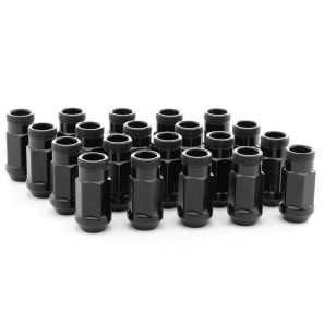 Écrous de roue Forgés conique ouvert RACING JN1 M12x1,25 H.45mm - Noir - lot de 20 + 1 adaptateur - Japan Racing