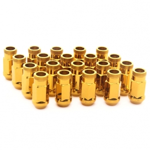 Écrous de roue Forgés conique ouvert RACING JN1 M12x1,25 H.45mm - Or - lot de 20 + 1 adaptateur - Japan Racing